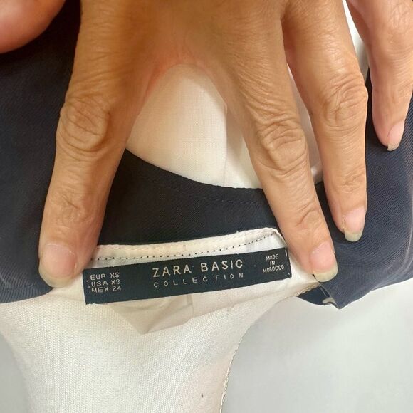 Zara Washed Black & White Modern High Low Blouse with Ribbon Bow Size XS - Picture 11 of 13